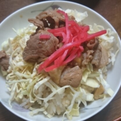 肉を減らし煮汁たっぷり&紅しょうがでさっぱりいただきました。美味しかったですー。作るのも超簡単でした☆